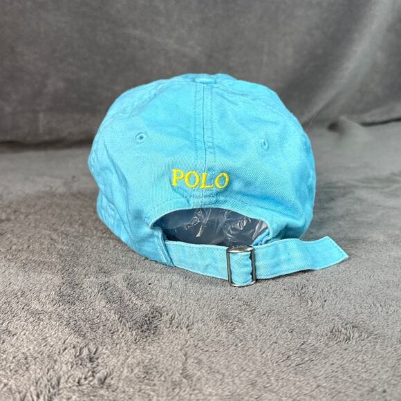Polo Ralph Lauren Blue Dad Hat Yellow Pony Strap Back - Picture 3 of 4